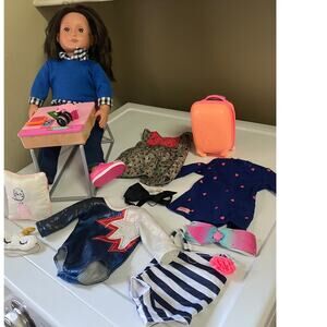 Our Generation 18” Doll with Accessories Outfits Suitcase Desk Camera‎ Clothes